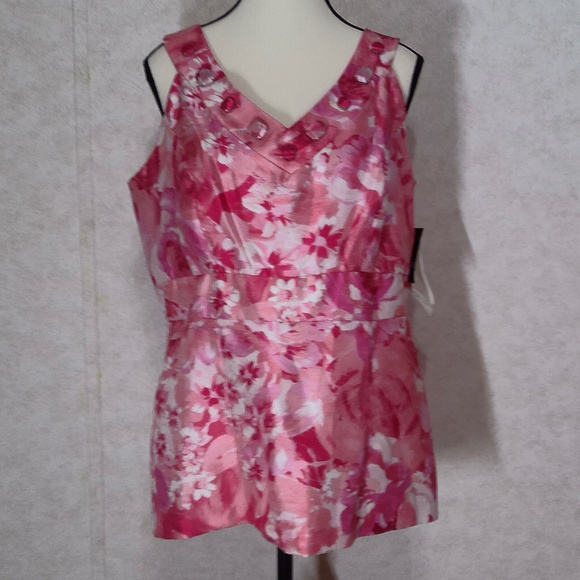 NWT Studio One 2PC Coral Top & Pant Set Back Zip Empire Waist ResortWear Size12 - Picture 2 of 13